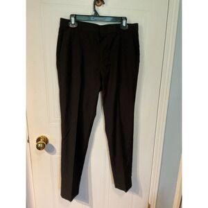 H&M Dress Pants Mens 32R Black Excellent Skinny Fit Flat Front Trousers